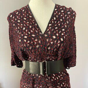 1930s Black & Red Vintage Handmade Dress